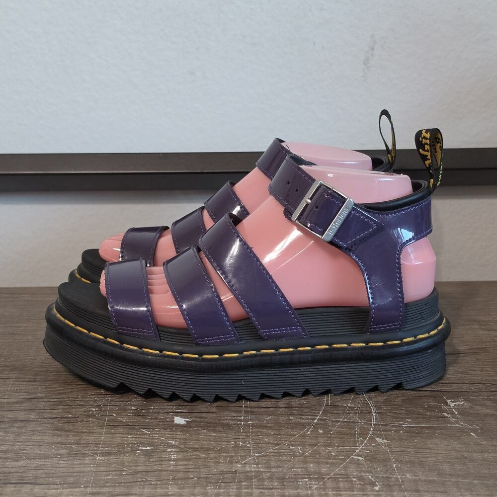 Dr. Martens Blaire Women's Patent Leather Strap Sandals Shoes Size 7 Purple